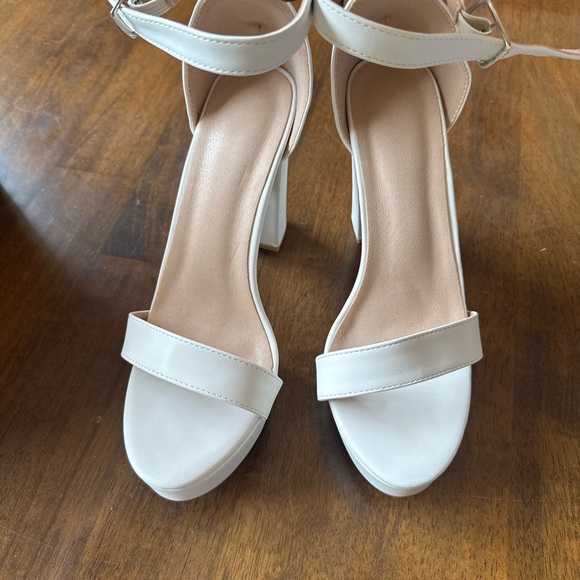 Shoes - White Platform Block Heel Sandals